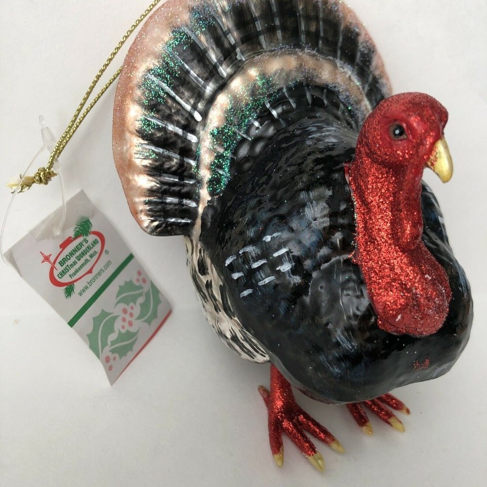 NWT Glass Turkey Ornament Thanksgiving Bird Farm-animal-hang-4.25"-spirit totem - Picture 2 of 3